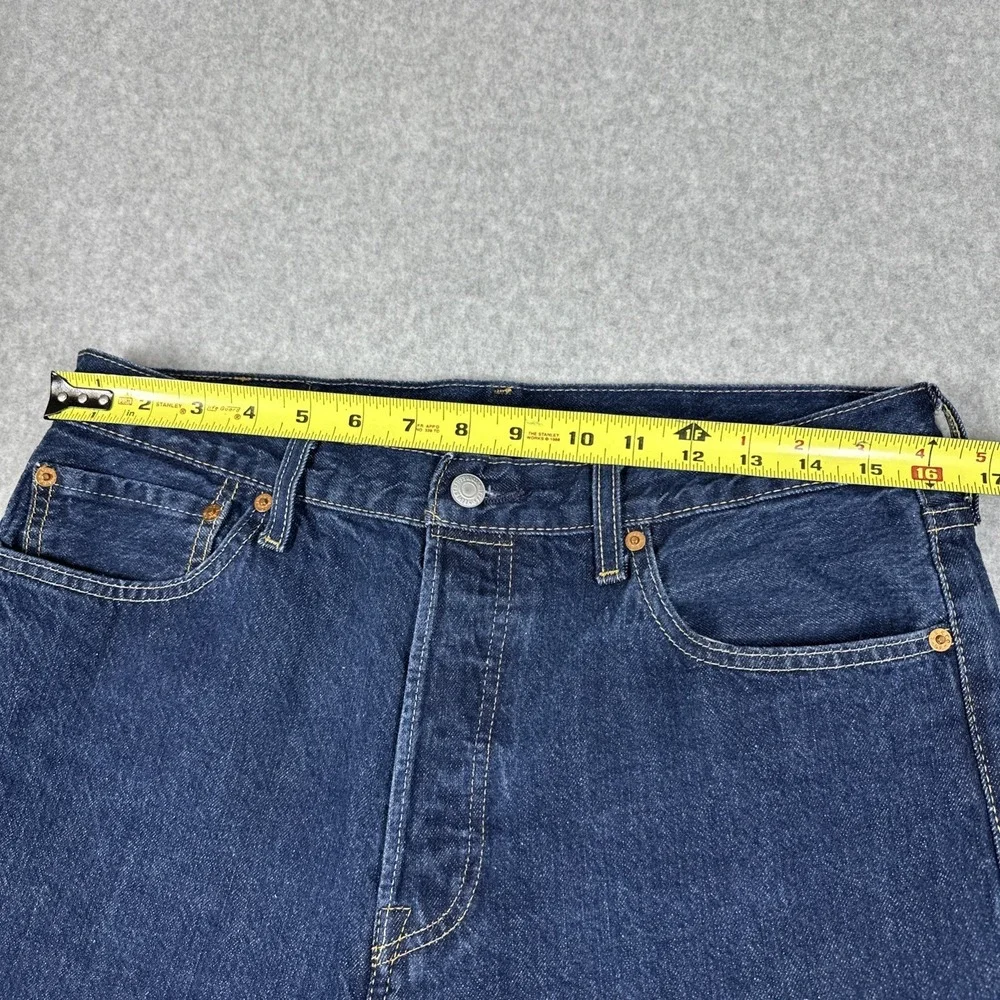Levi's 501 Men's Big E Premium Jeans Button Fly Dark Wash Leather Patch 34x32